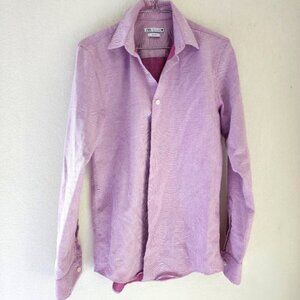 Zara Mens Pink Long Sleeve Cotton Button Down Dress Shirt Size Small